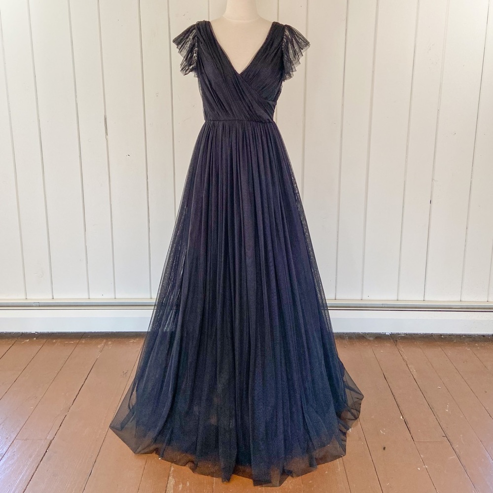 NWT black tulle floor-length gown formal dress